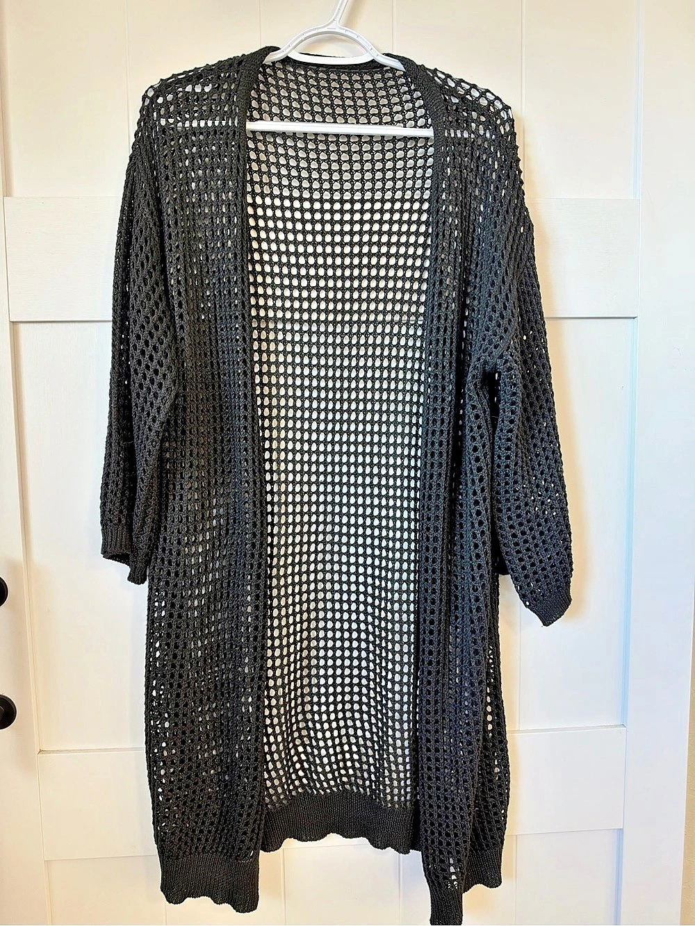 Black Open Knit Cardigan